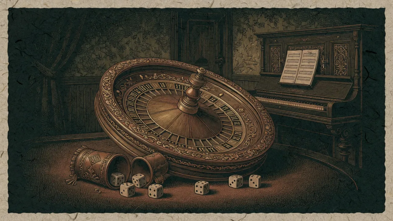 Saloon back room with roulette and dice